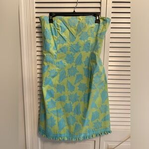 Lilly Pulitzer Strapless Dress in Green and Blue Seashells